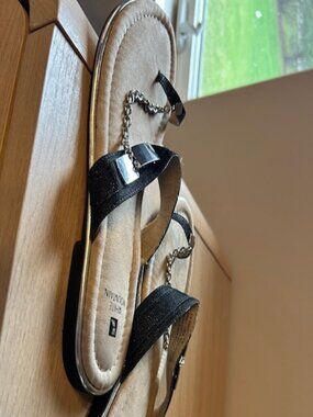 White Mountain Silver Chain Strap Sandals